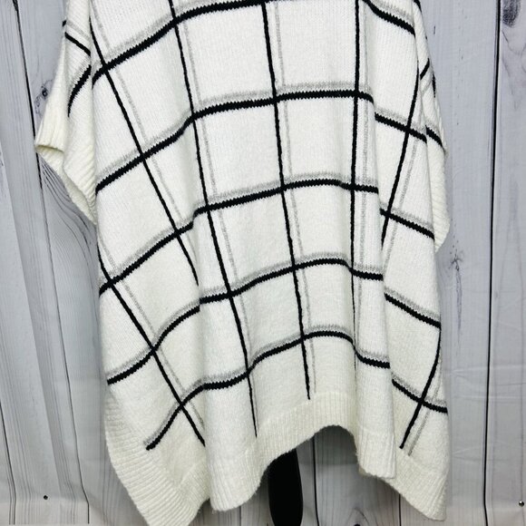 Lands' End Poncho Sweater Sz  L / XL Wool Alpaca Blend Cowl Neck Oversized White - Picture 10 of 10